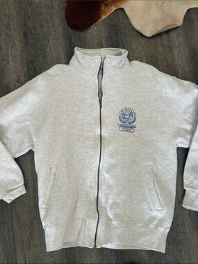 Vintage Russell Athletic Light Gray Half-Zip Sweatshirt with Blue Oregon Crest
